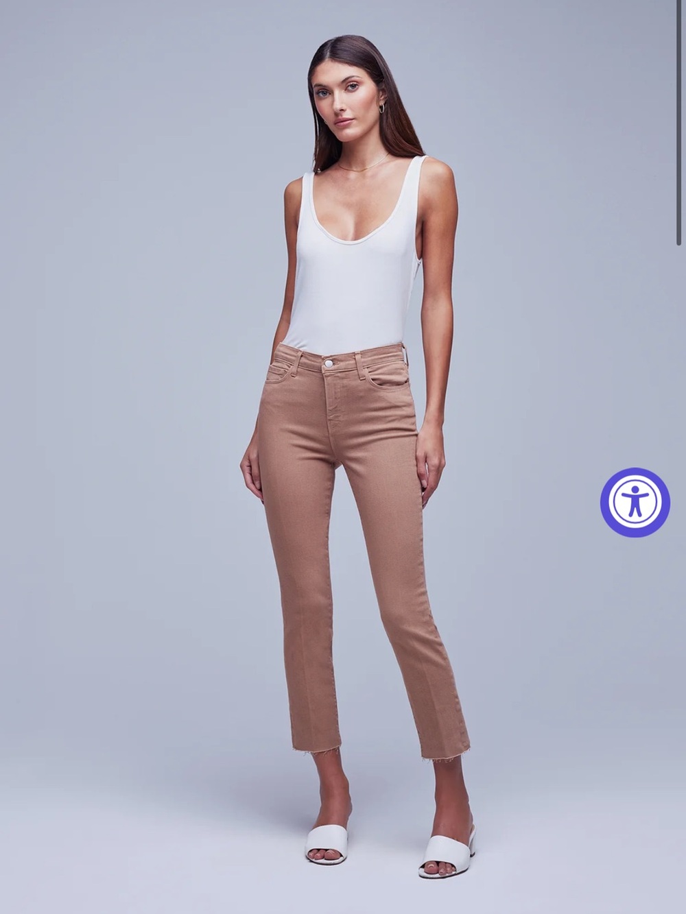 L'AGENCE Cropped High-Rise Straight Jeans in Sepia